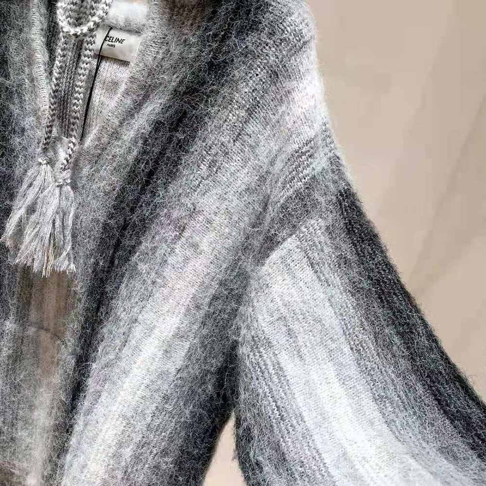 Celine Women Oversized Baja Pullover in Striped Alpaca Wool - image 8