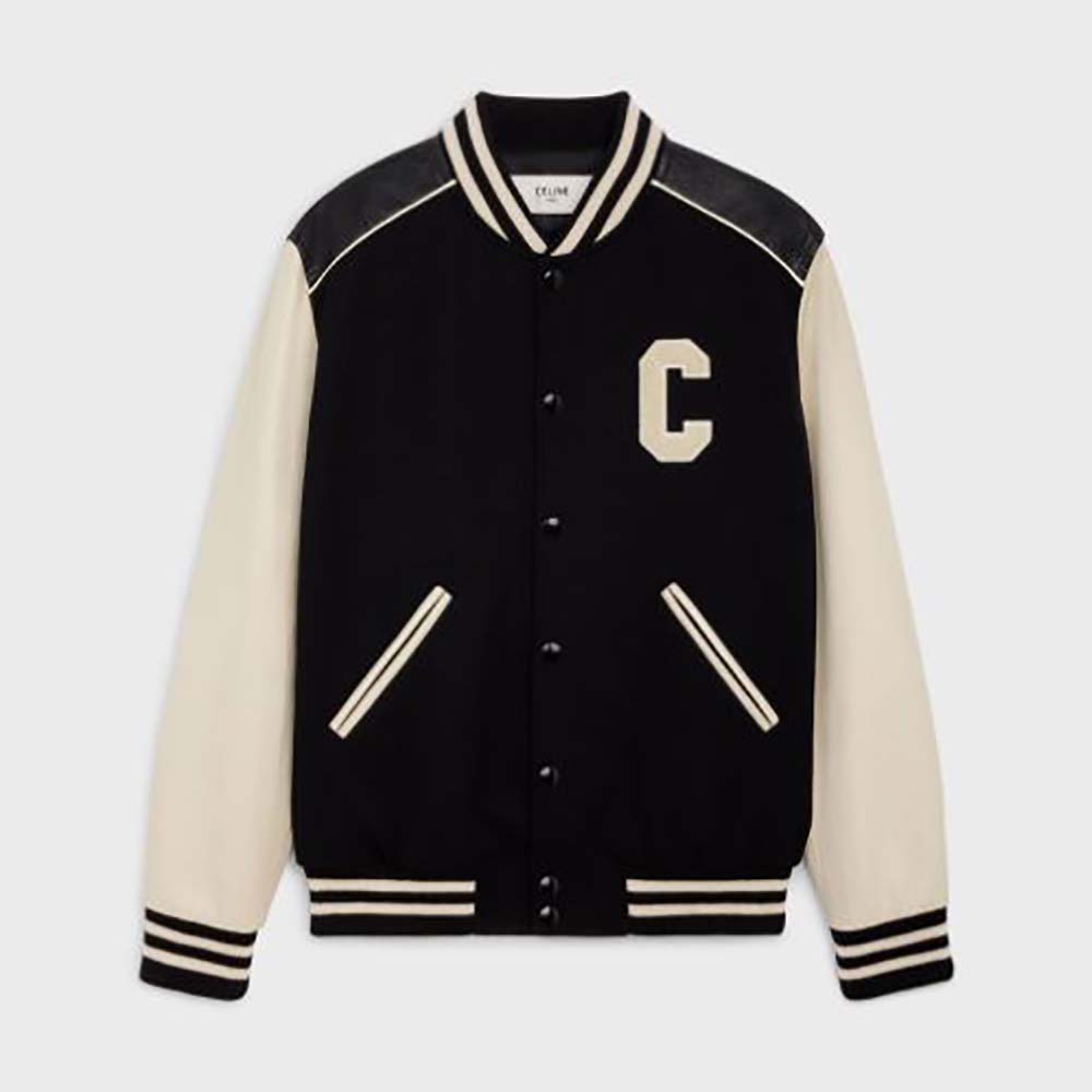 Celine Women Oversized Wool Varsity Jacket-Black - image 1