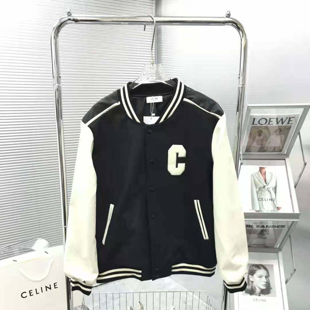 Celine Women Oversized Wool Varsity Jacket-Black - image 2