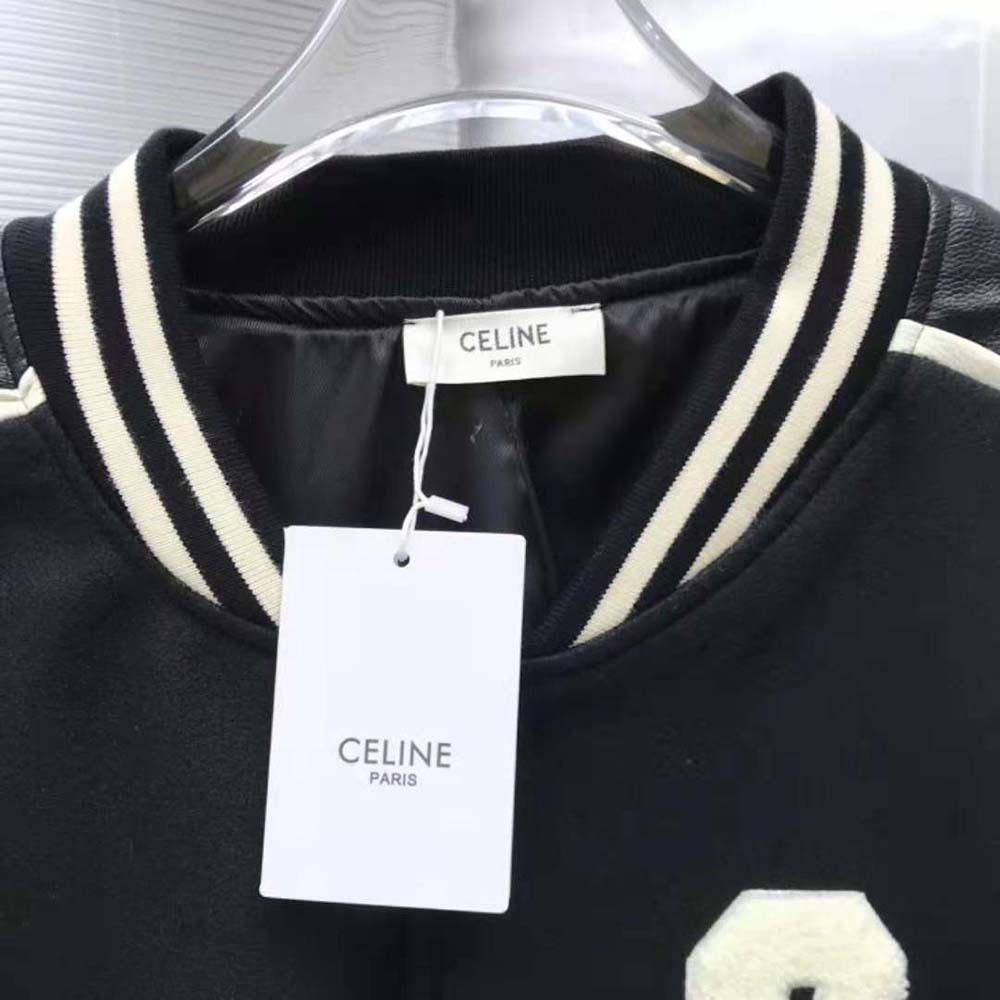 Celine Women Oversized Wool Varsity Jacket-Black - image 5
