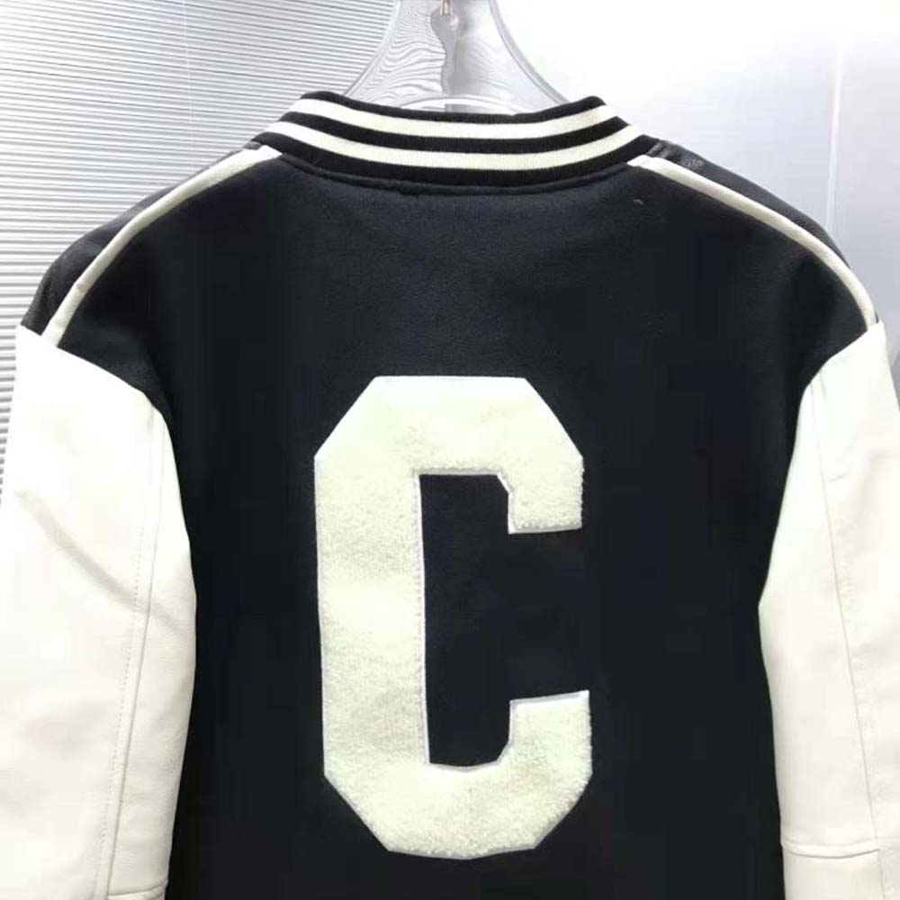 Celine Women Oversized Wool Varsity Jacket-Black - image 6