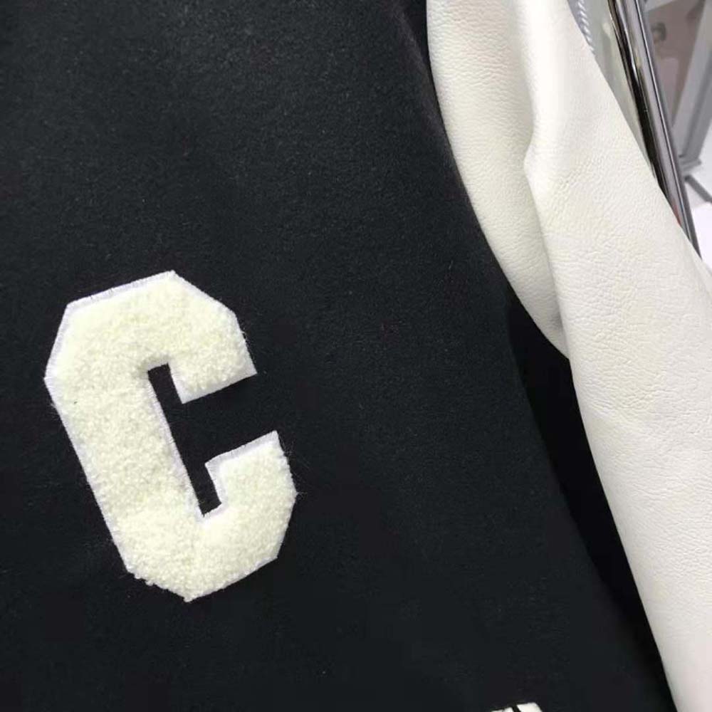 Celine Women Oversized Wool Varsity Jacket-Black - image 7