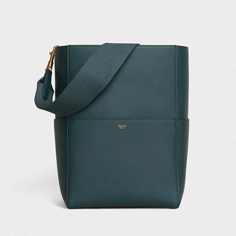 Celine Women Sangle Bucket Bag in Soft Grained Calfskin-Green - image 1