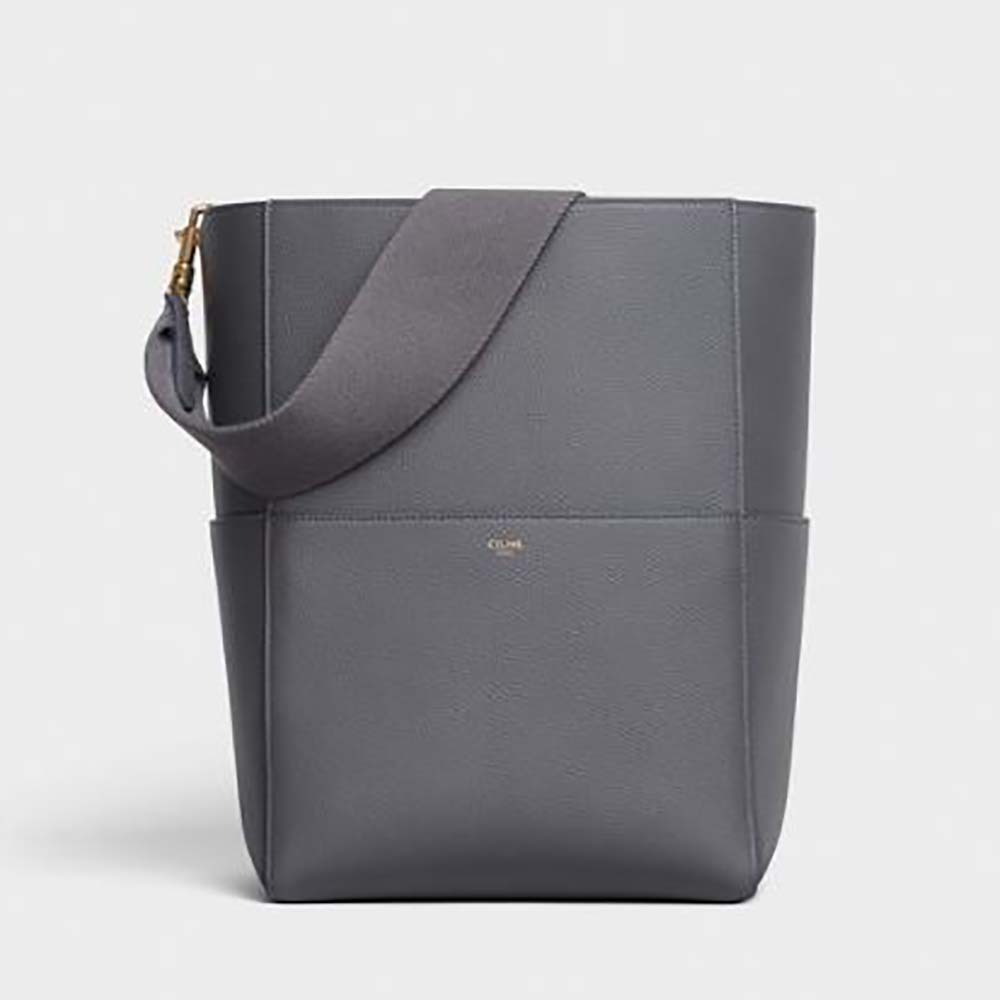 Celine Women Sangle Bucket Bag in Soft Grained Calfskin-Silver - image 1