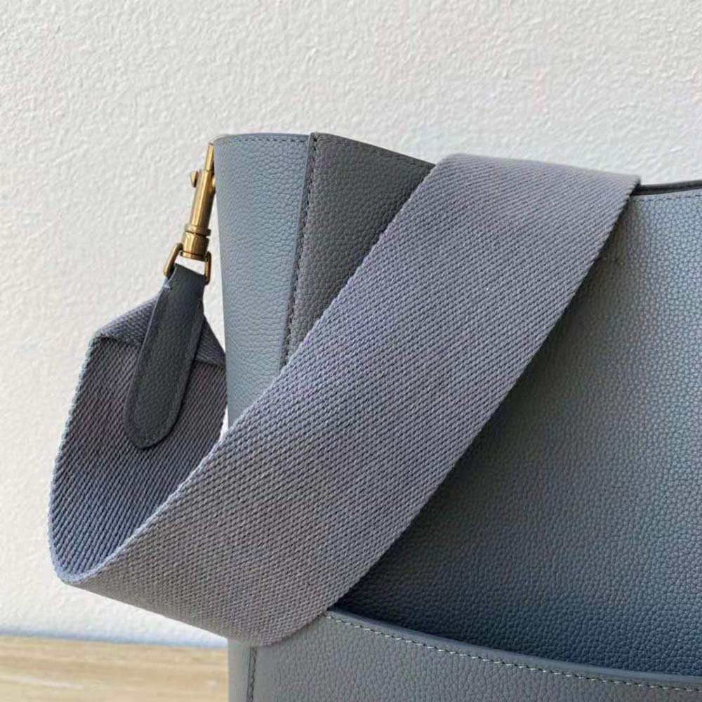 Celine Women Sangle Bucket Bag in Soft Grained Calfskin-Silver - image 7