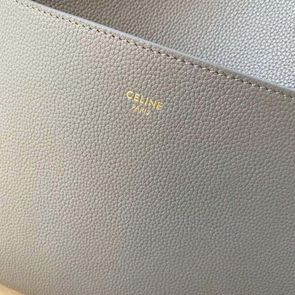 Celine Women Sangle Bucket Bag in Soft Grained Calfskin-Silver - image 9