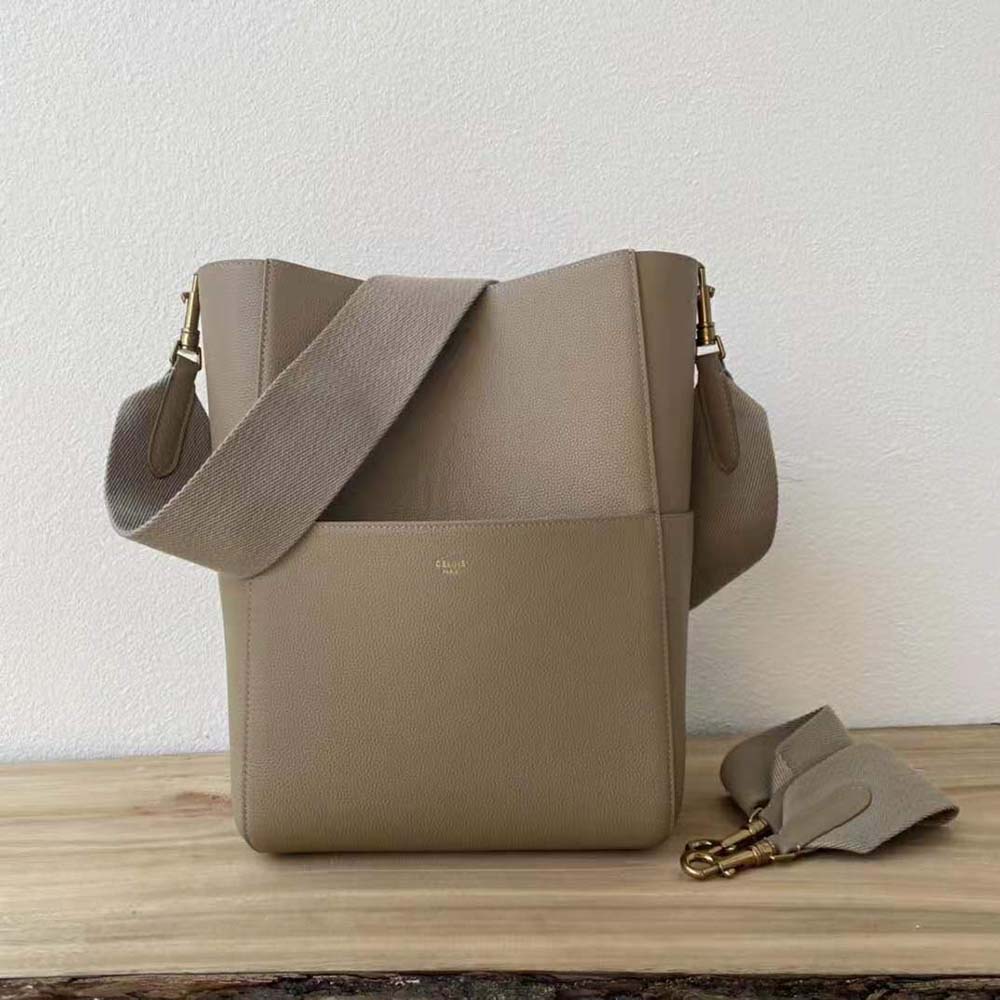 Celine Women Sangle Bucket Bag in Soft Grained Calfskin-Brown - image 2