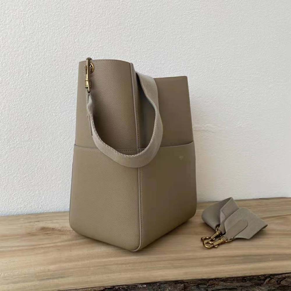 Celine Women Sangle Bucket Bag in Soft Grained Calfskin-Brown - image 4