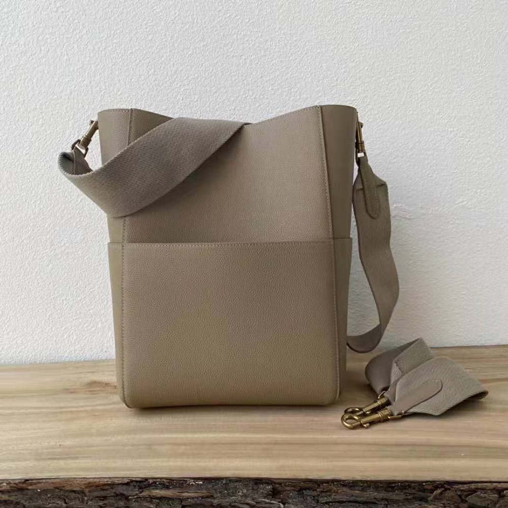 Celine Women Sangle Bucket Bag in Soft Grained Calfskin-Brown - image 3