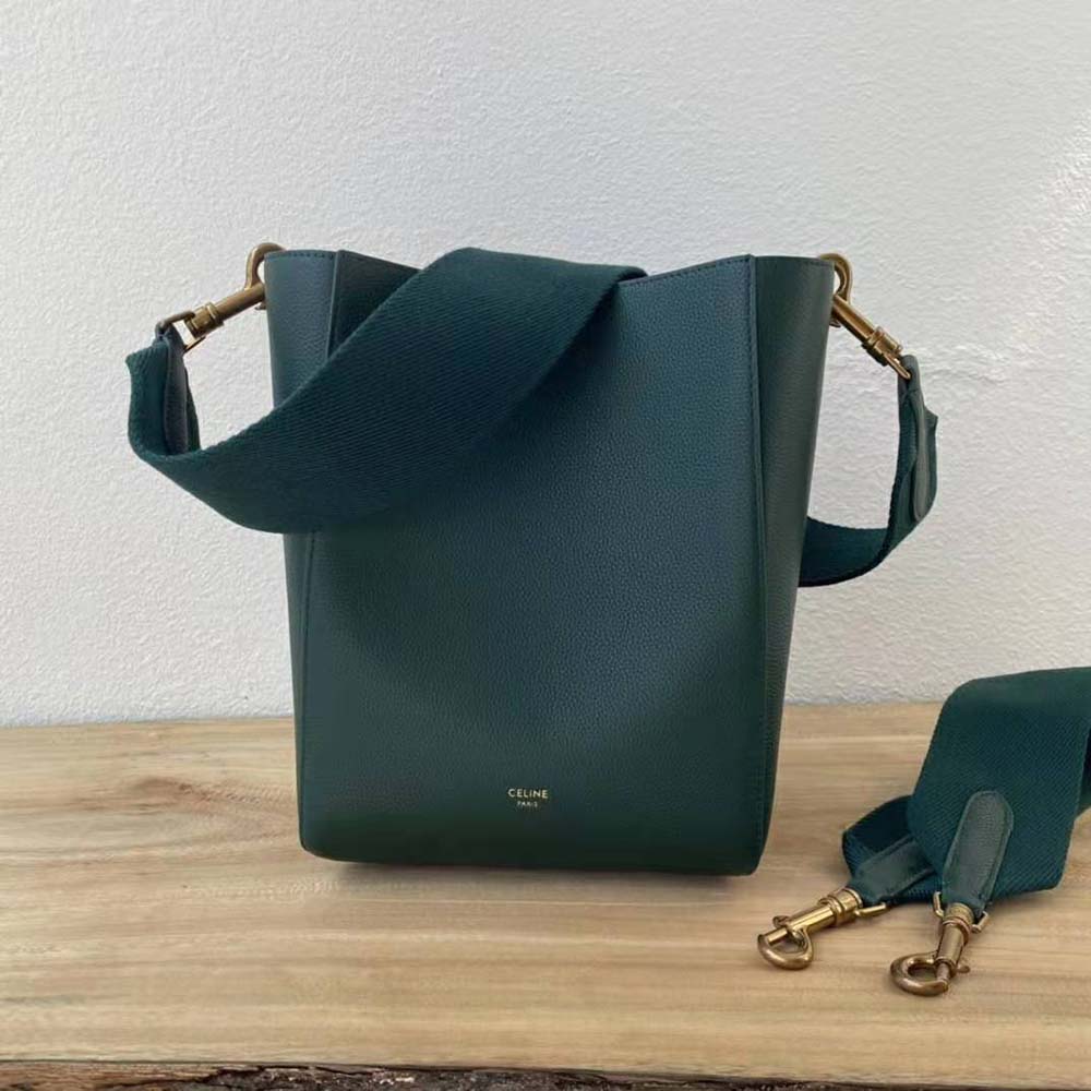 Close-up detail of gold hardware on Celine Women Sangle Small Bucket Bag