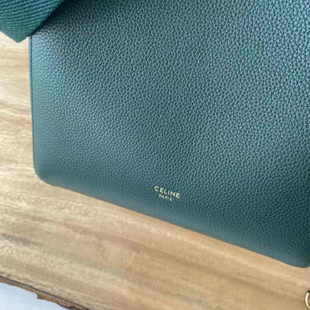 Celine Women Sangle Small Bucket Bag in Soft Grained Calfskin-Green - image 9