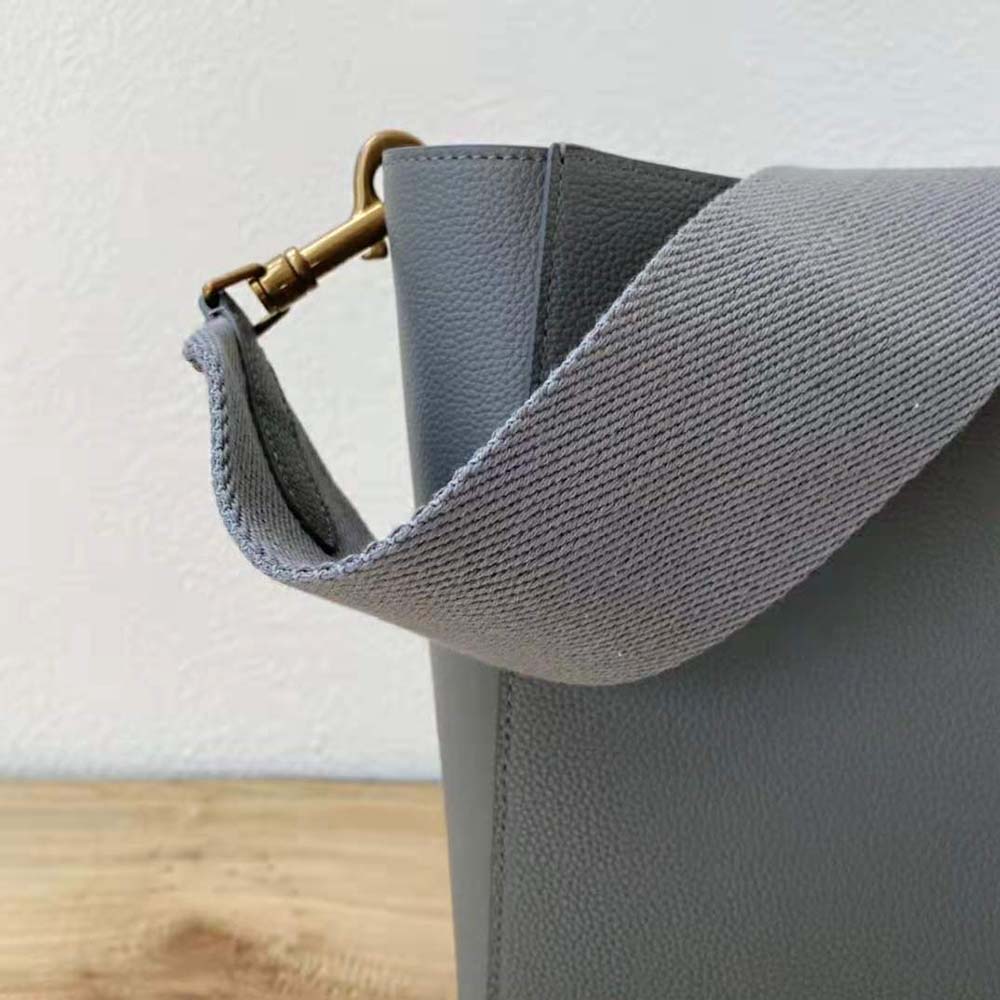 Celine Women Sangle Small Bucket Bag in Soft Grained Calfskin-Silver - image 8