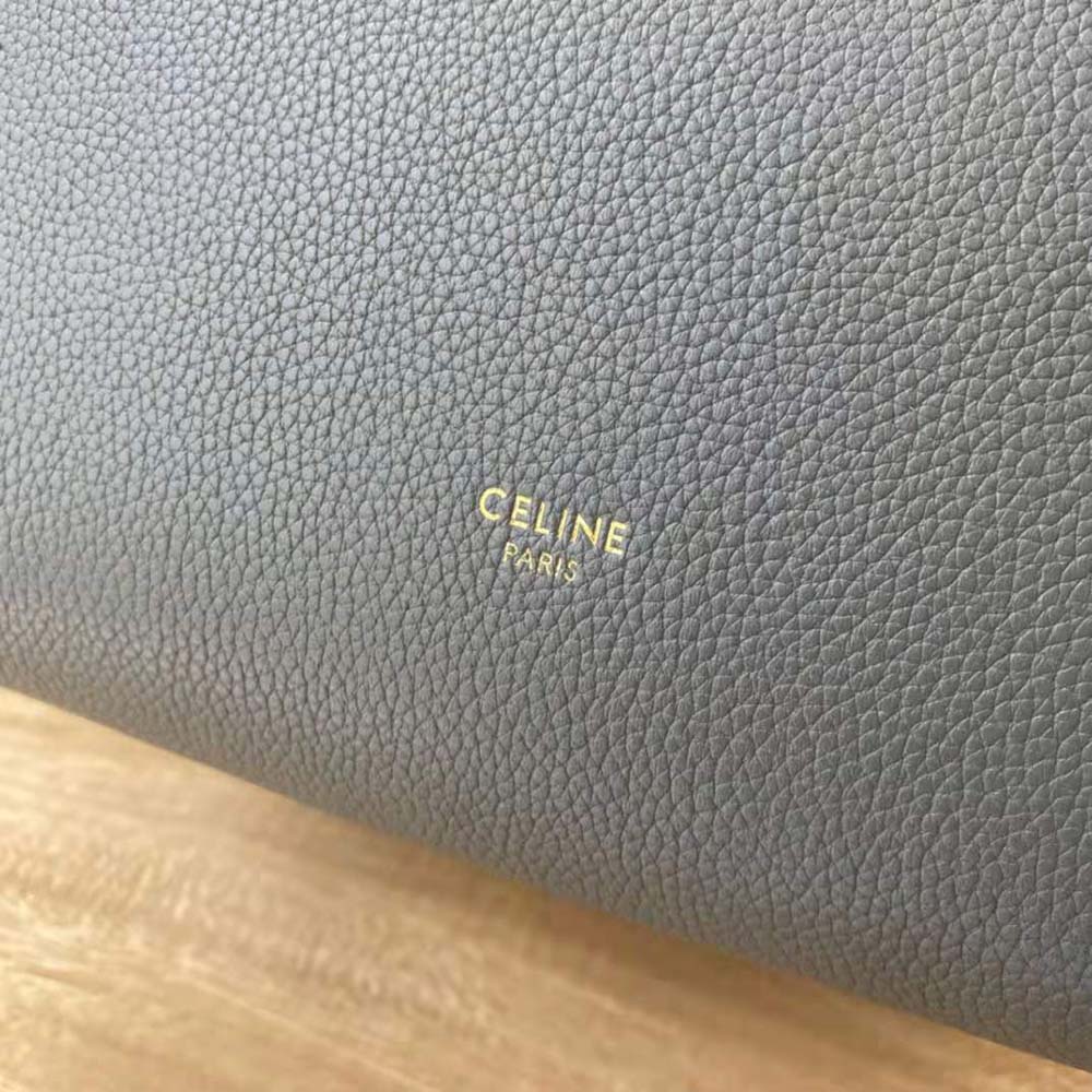 Celine Women Sangle Small Bucket Bag in Soft Grained Calfskin-Silver - image 9