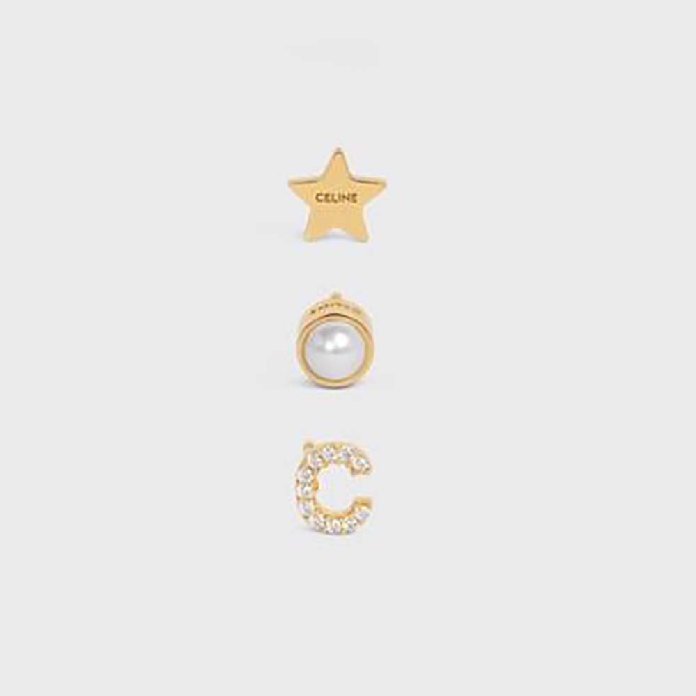 Celine Women Separables Celestial Set of 3 Studs in Brass with Gold Finish - image 1