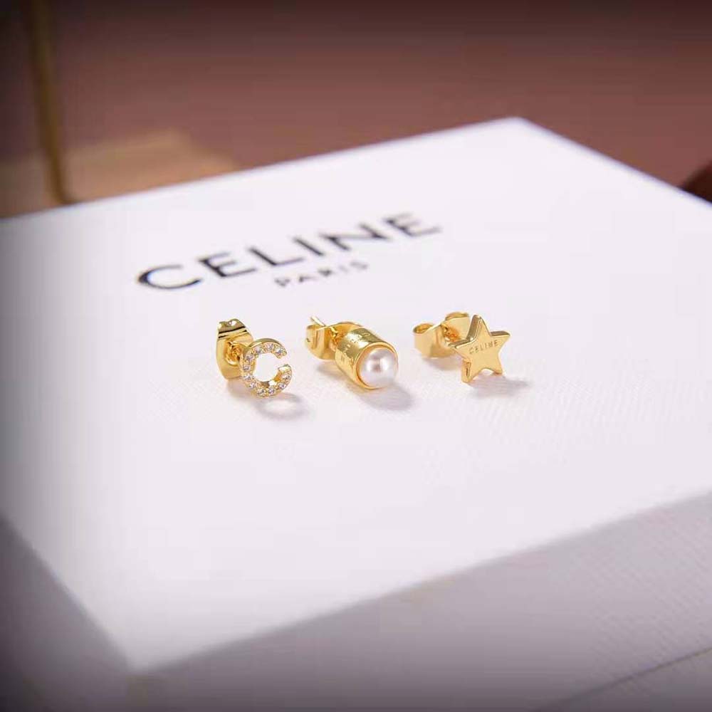 Celine Women Separables Celestial Set of 3 Studs in Brass with Gold Finish - image 2