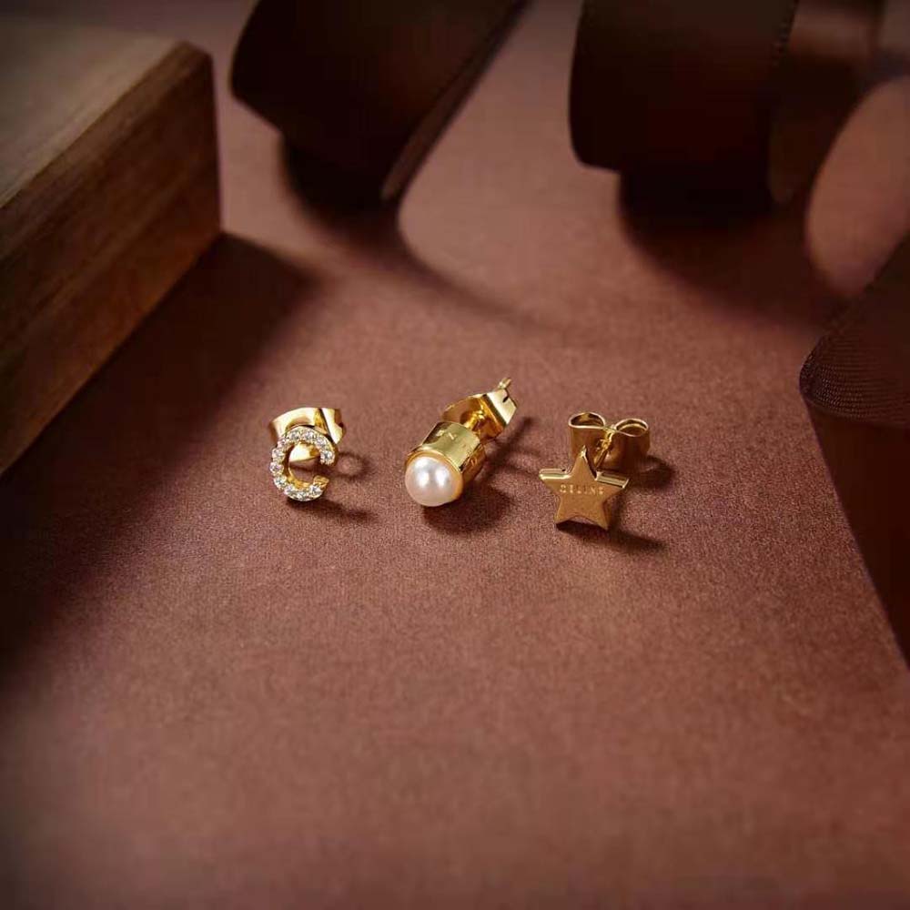 Celine Women Separables Celestial Set of 3 Studs in Brass with Gold Finish - image 4