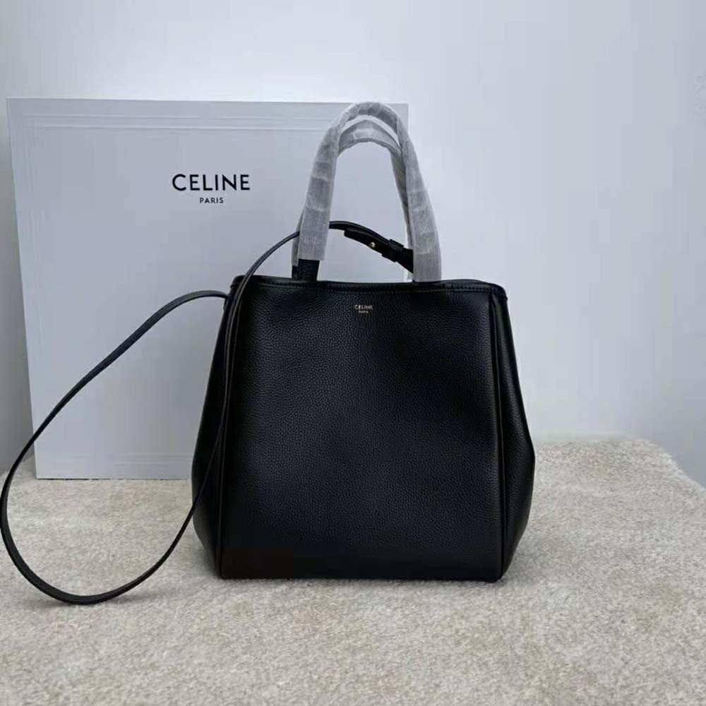 Celine Women Small Folded Cabas in Grained Calfskin-Black - image 2