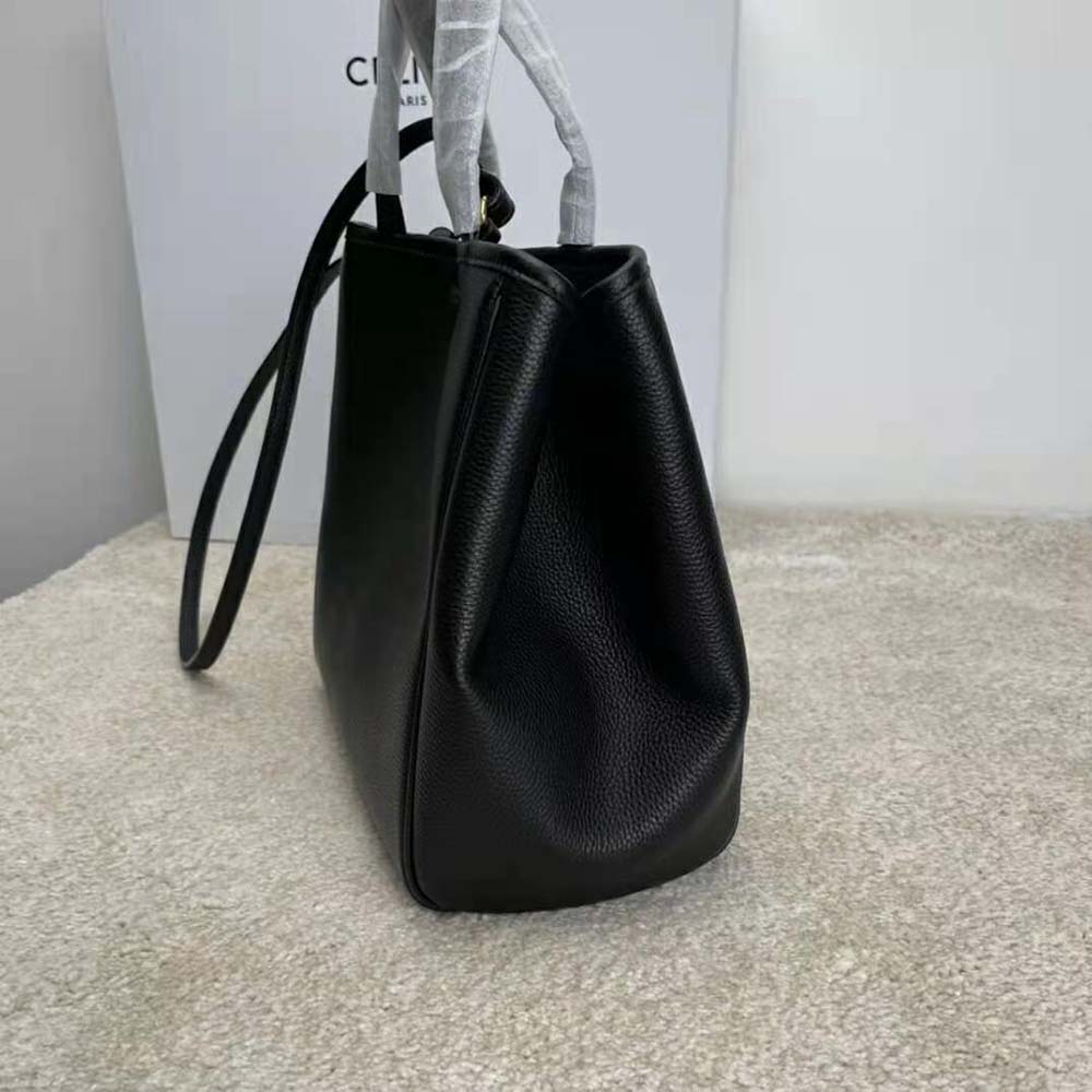 Celine Women Small Folded Cabas in Grained Calfskin-Black - image 4