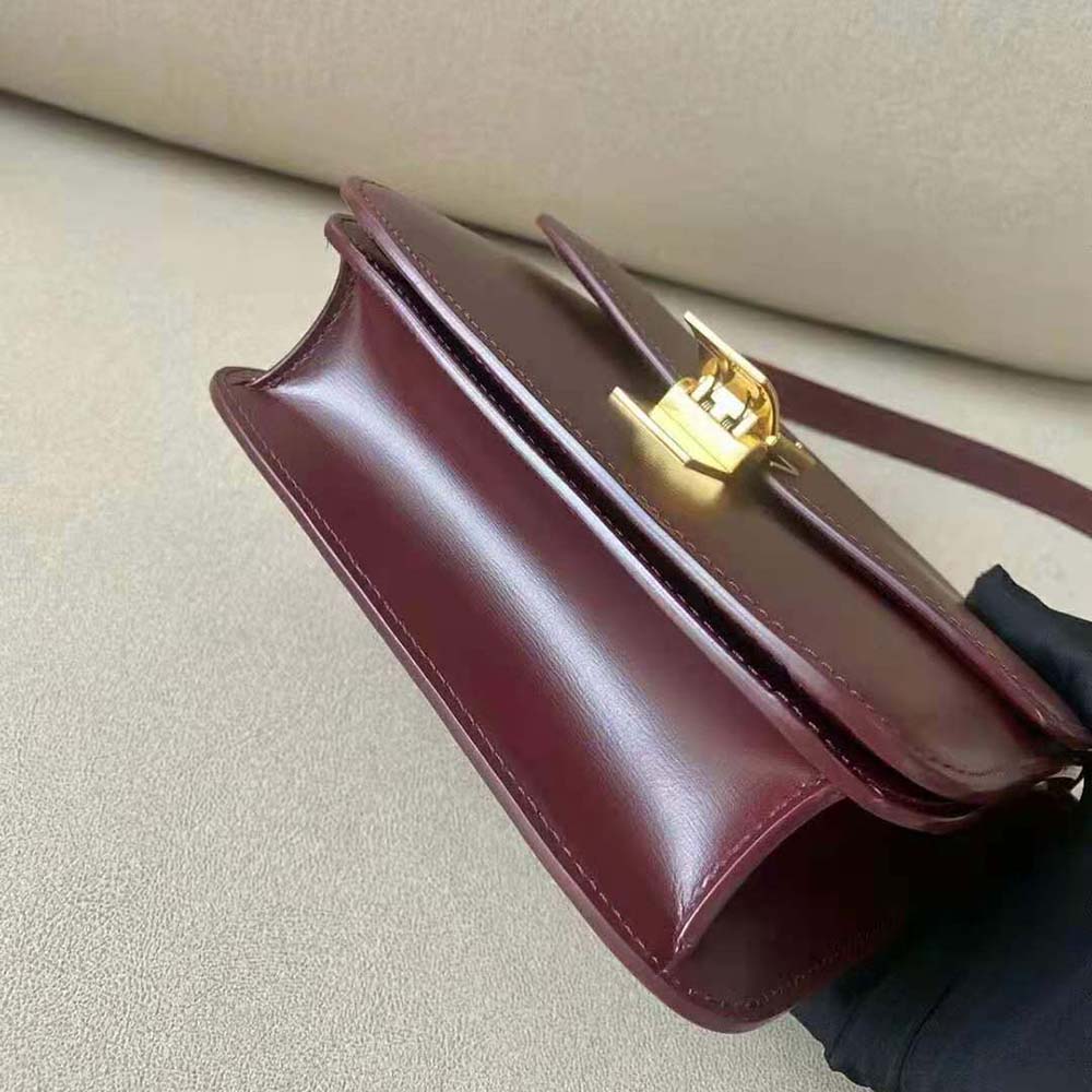 Celine Women Teen Classic Bag in Box Calfskin-Maroon - image 6