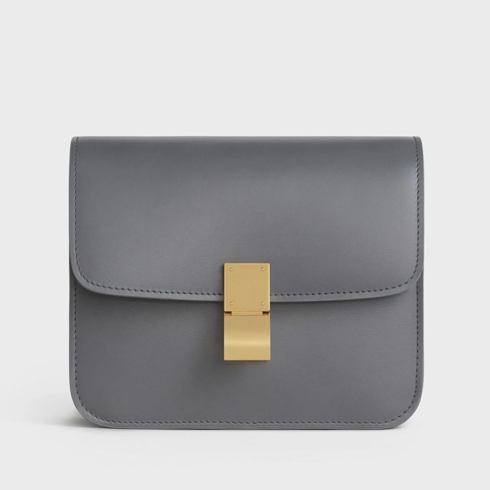 Celine Women Teen Classic Bag in Box Calfskin-Silver