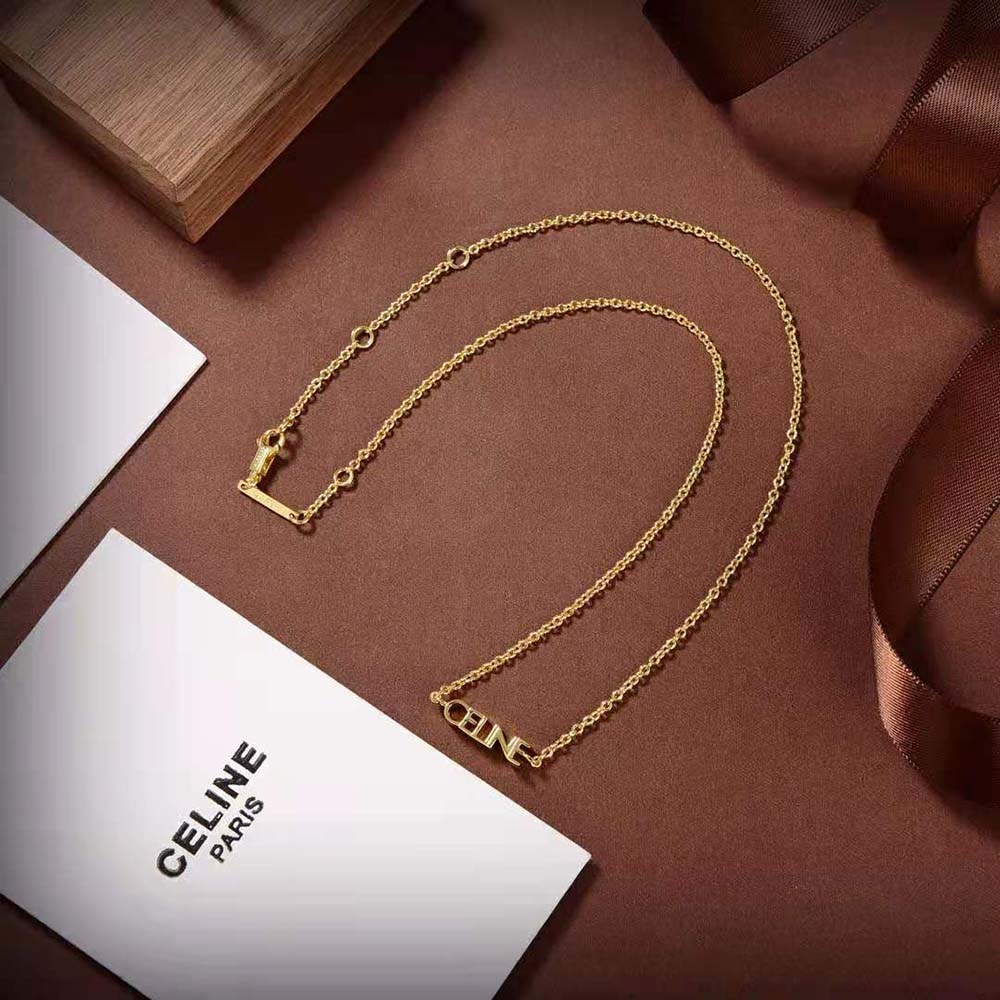 Celine Women Typo Necklace in Brass with Gold Finish - image 4