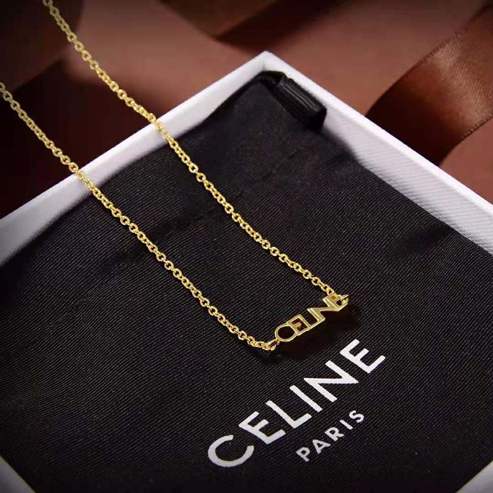 Celine Women Typo Necklace in Brass with Gold Finish - image 6