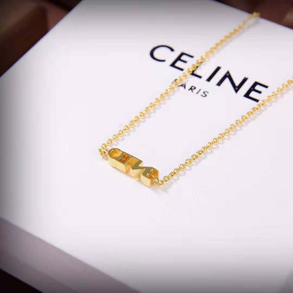 Celine Women Typo Necklace in Brass with Gold Finish - image 5
