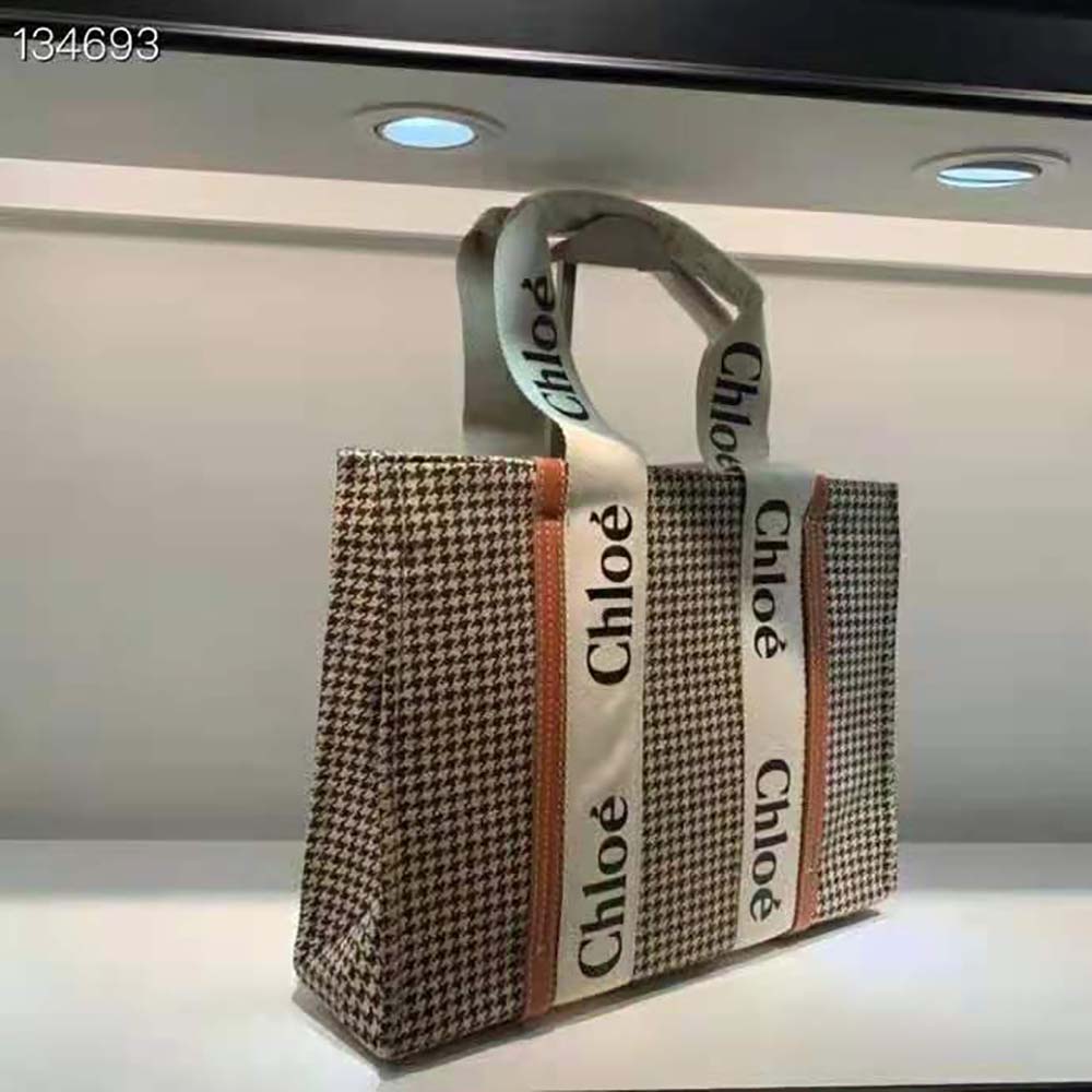 Chloe Women Medium Woody Tote Bag in Deadstock Wool Cashmere Fabric - image 4