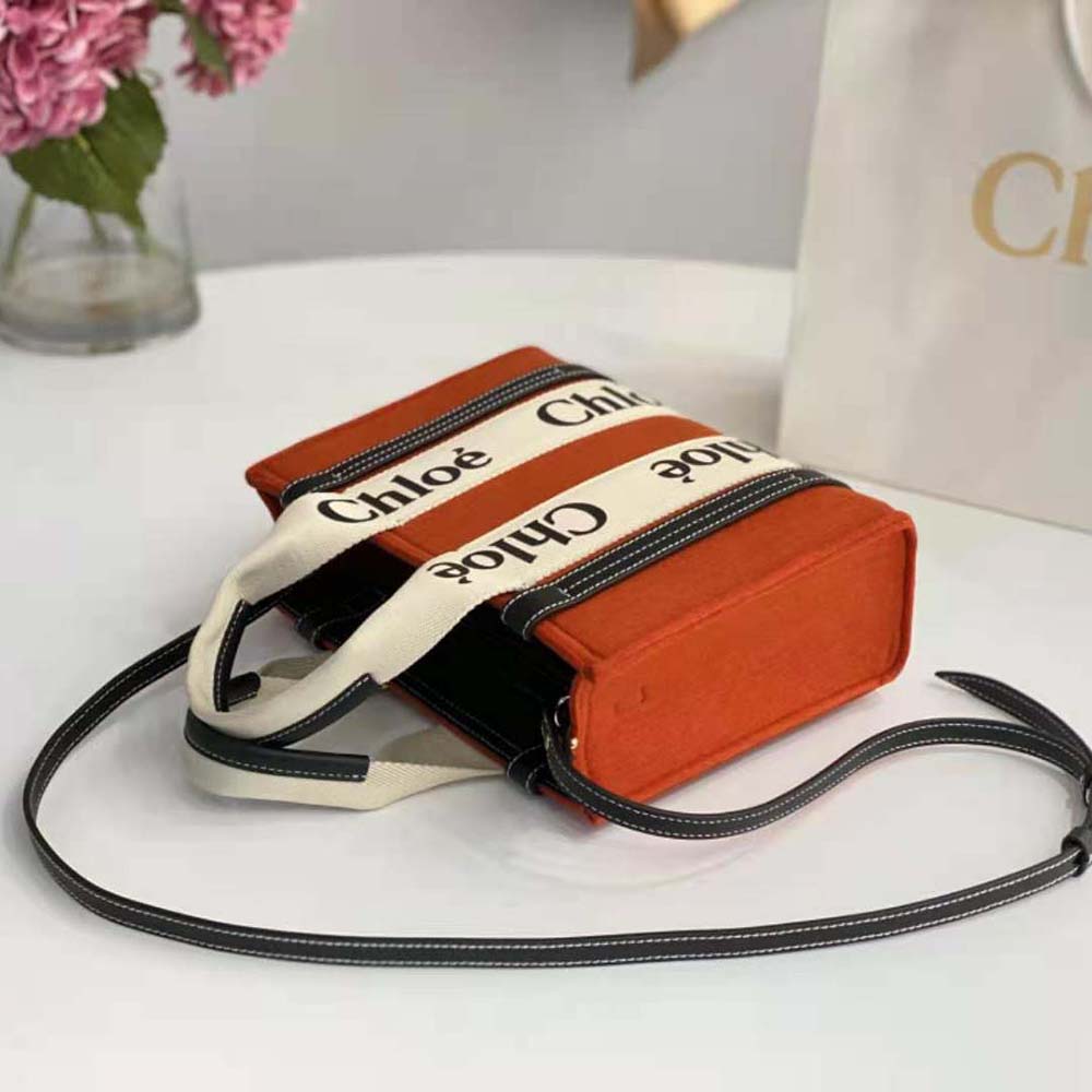 Chloe Women Small Woody Tote Bag with Strap in Recycled Felt and Shiny Calfskin - image 4