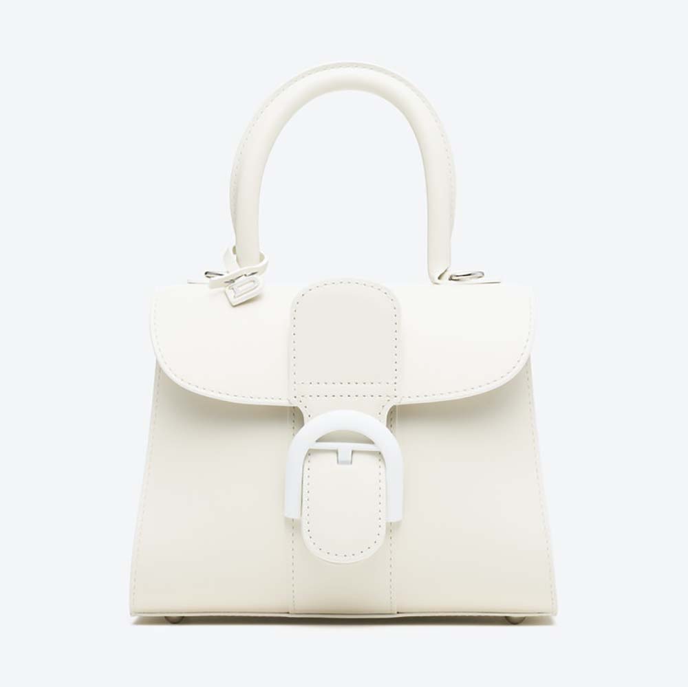 Front view of Delvaux Women Brillant Mini in Box Calf-White handbag