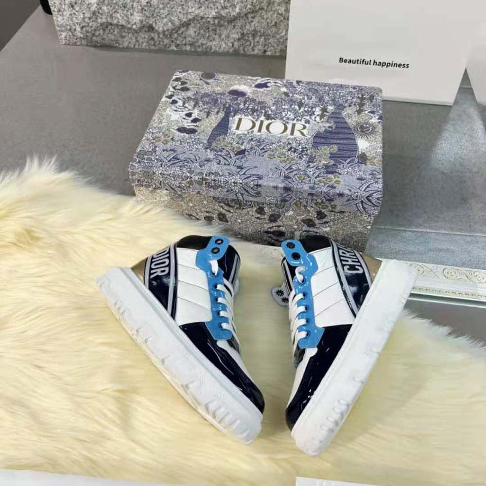 Dior Unisex D-Player Sneaker Blue Multicolor Technical Fabric Suede and Calfskin - image 4