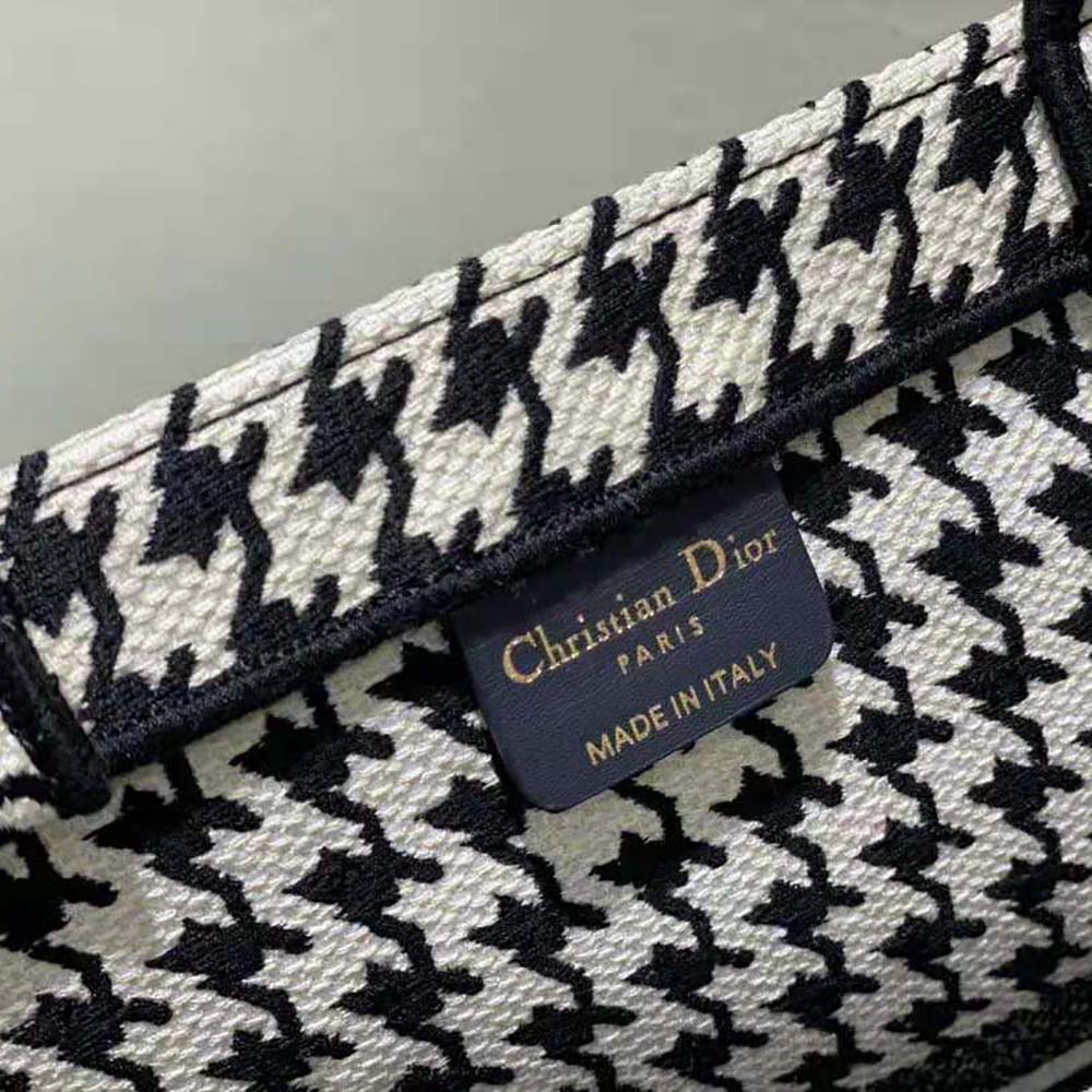 Dior Women Book Tote Black and White Houndstooth Embroidery - image 8