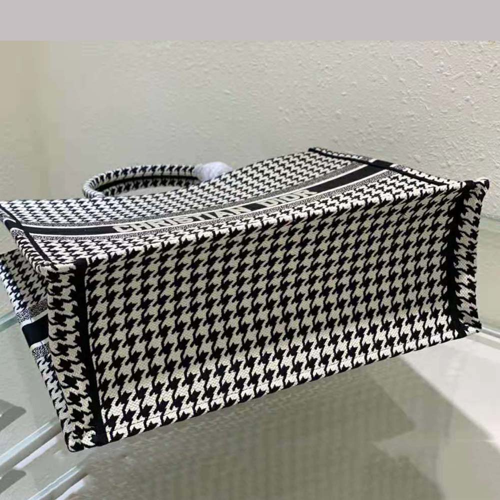 Dior Women Book Tote Black and White Houndstooth Embroidery - image 6