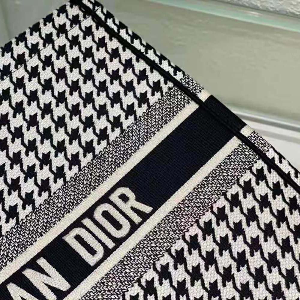 Dior Women Book Tote Black and White Houndstooth Embroidery - image 10
