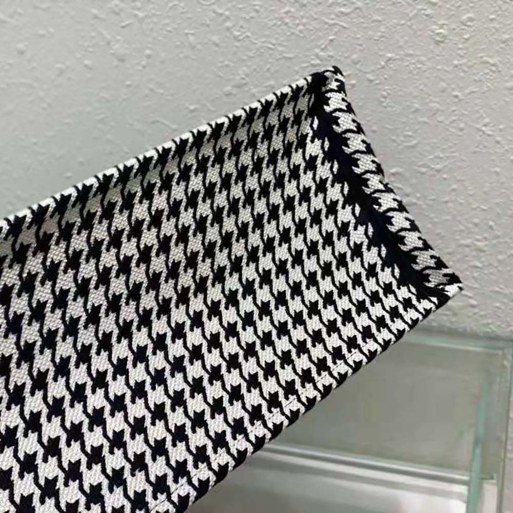 Dior Women Book Tote Black and White Houndstooth Embroidery - image 9