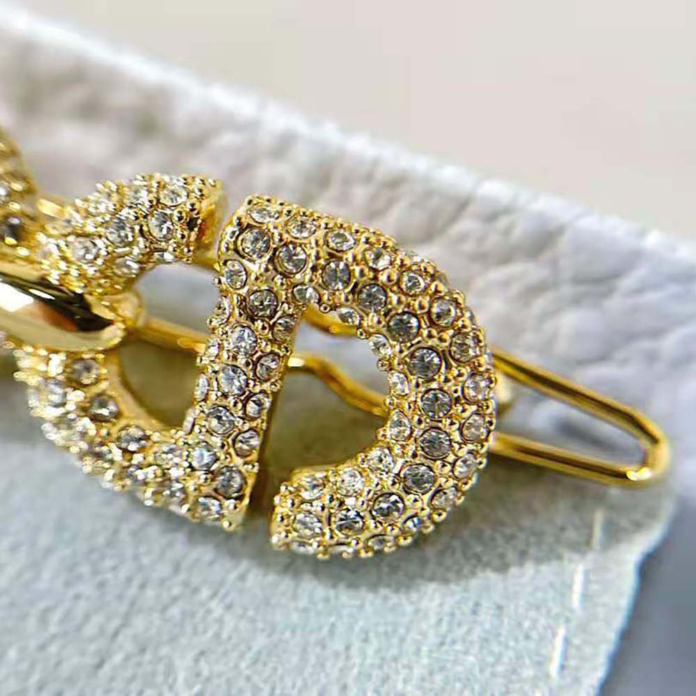 Dior Women CD Navy Barrette Gold-Finish Metal and White Crystals - image 8