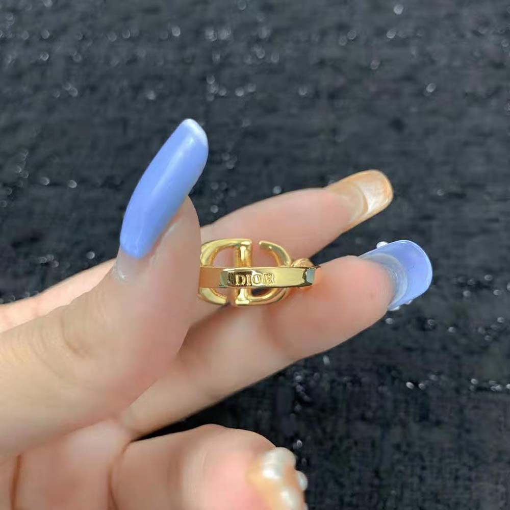 Dior Women CD Navy Ring Gold-Finish Metal and White Crystals - image 9