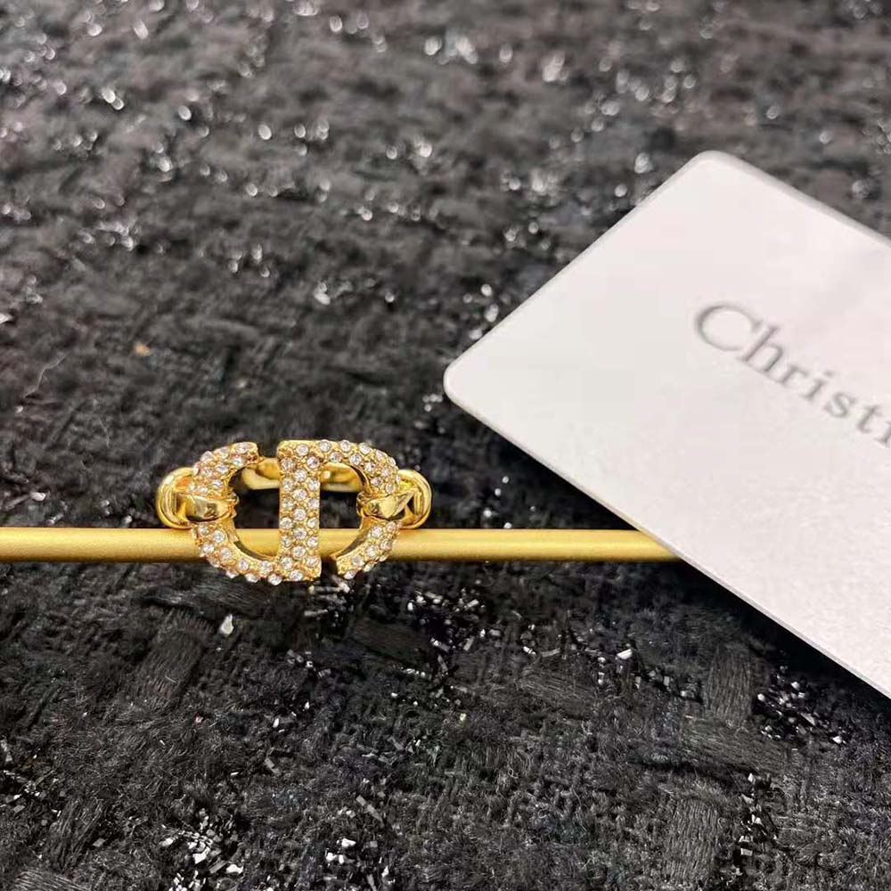 Dior Women CD Navy Ring Gold-Finish Metal and White Crystals - image 6