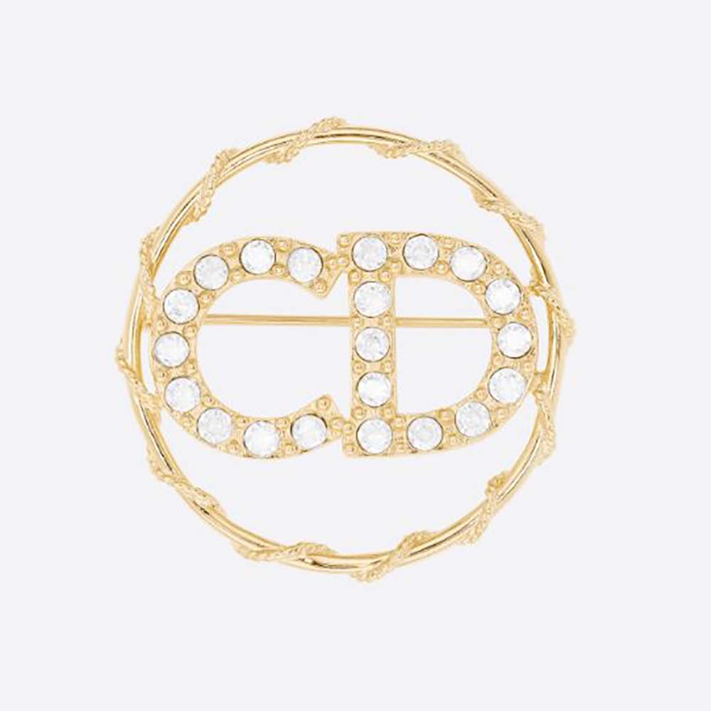 Front view of Dior Women Clair D Lune Brooch gold-finish metal and crystals