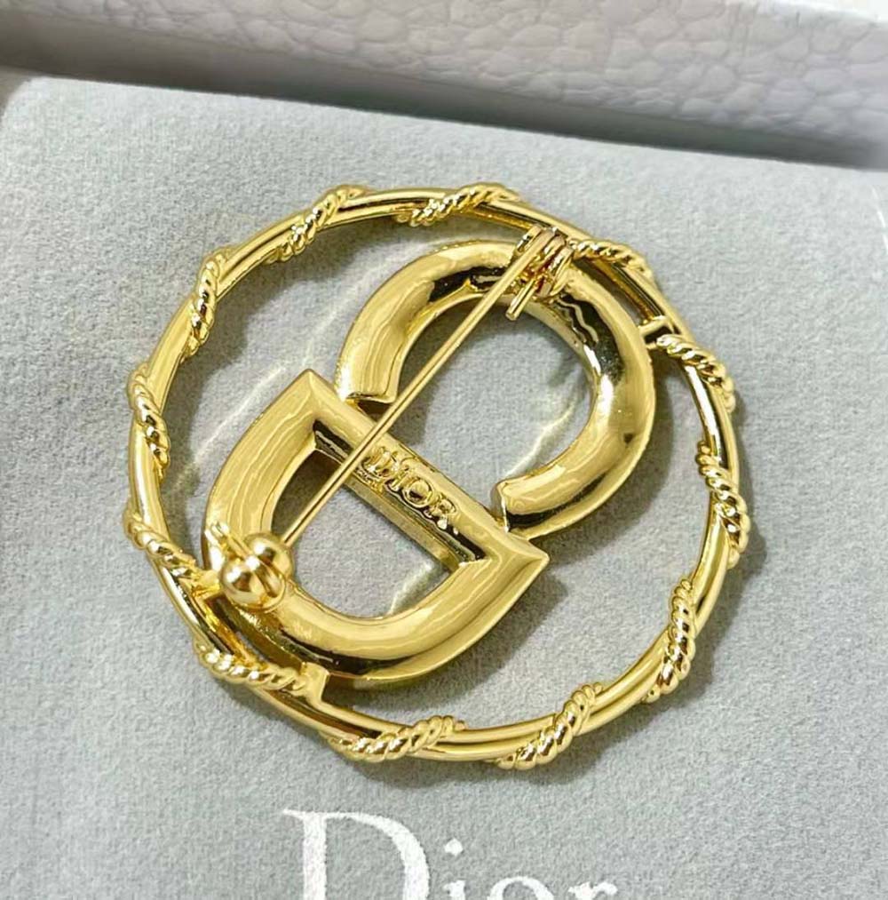Dior Women Clair D Lune Brooch Gold-Finish Metal and White Crystals - image 6