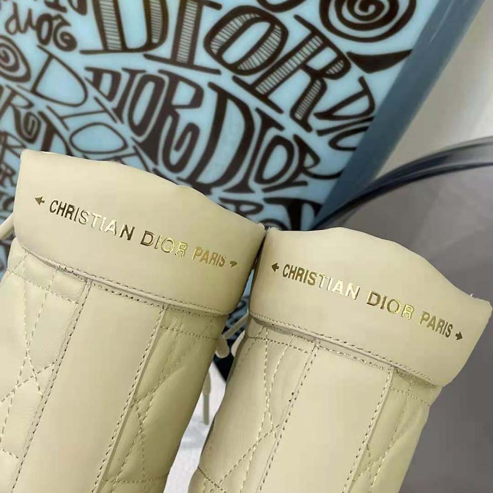 Dior Women D-Leader Ankle Boot White Quilted Cannage Calfskin - image 9