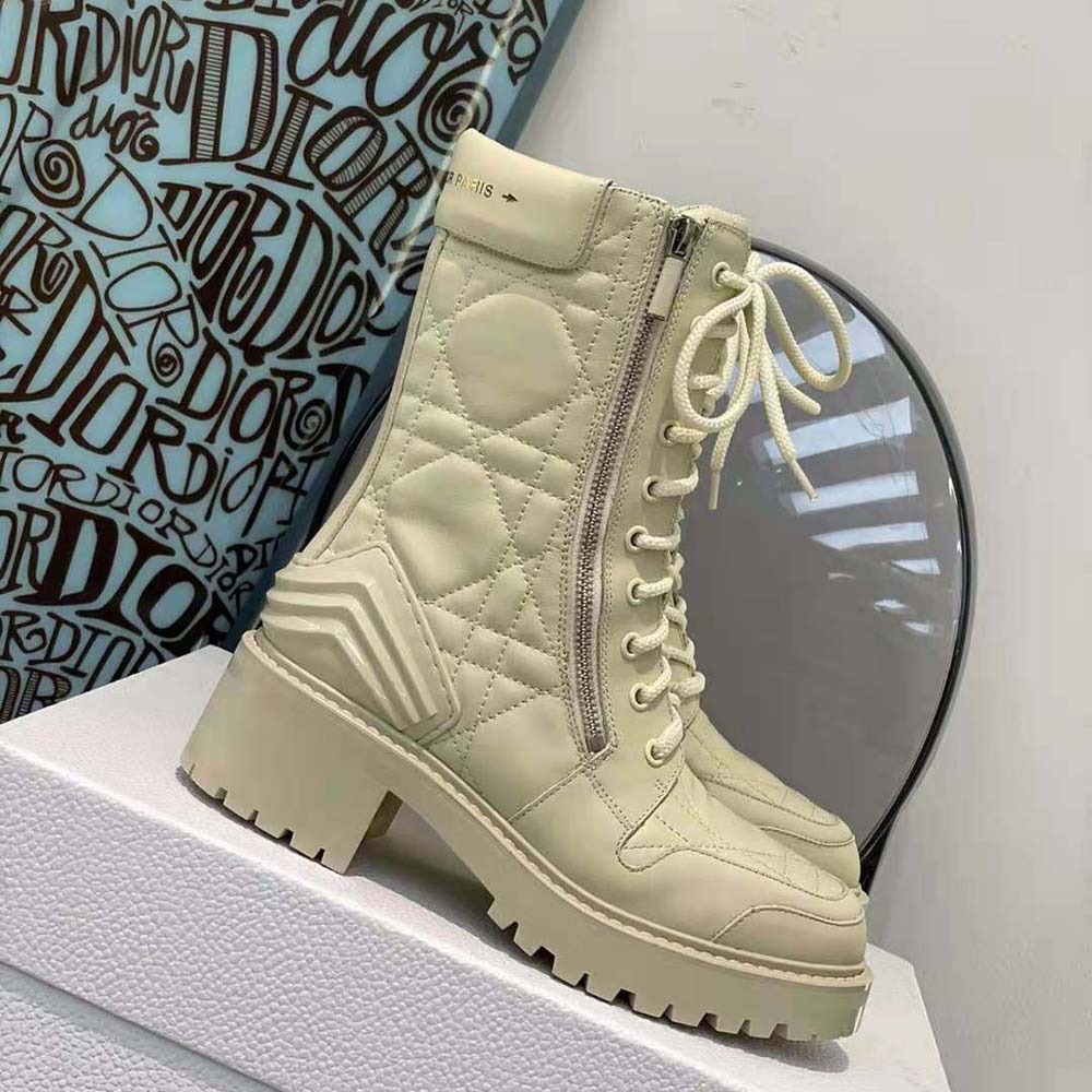 Dior Women D-Leader Ankle Boot White Quilted Cannage Calfskin - image 5