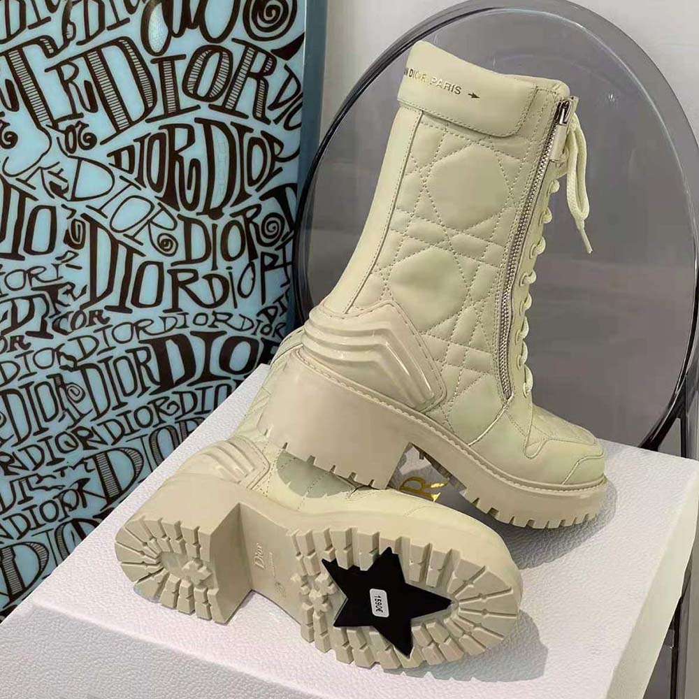 Dior Women D-Leader Ankle Boot White Quilted Cannage Calfskin - image 7