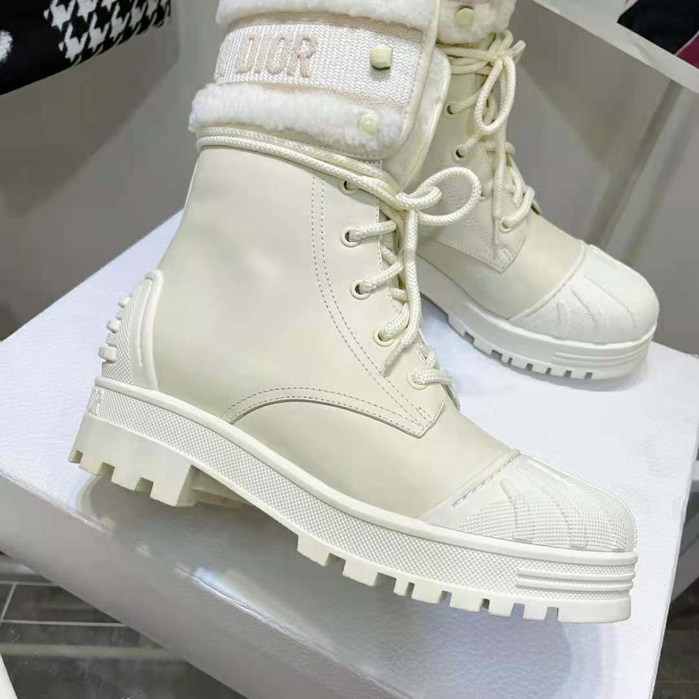 Dior Women D-Major Ankle Boot White Calfskin and Lambskin Wool - image 9