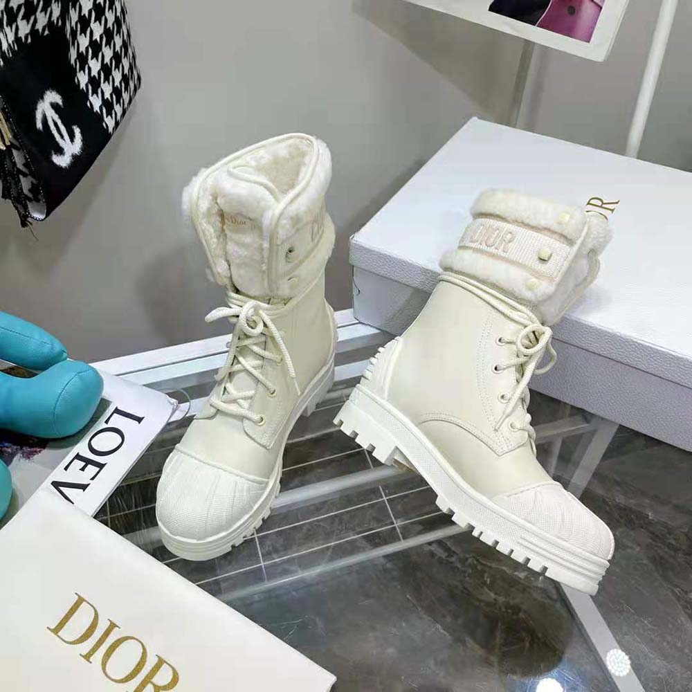 Dior Women D-Major Ankle Boot White Calfskin and Lambskin Wool - image 7