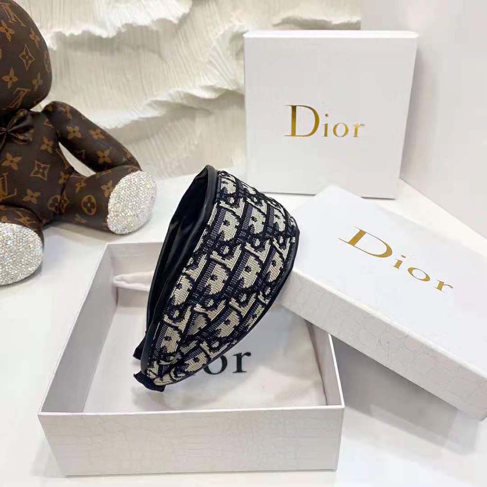Dior Women D-Oblique Headband Navy Cotton - image 5