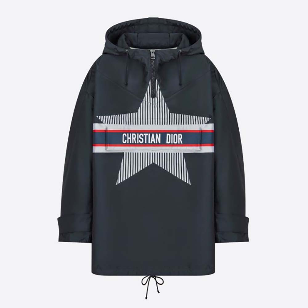 Front view of Dior Women Dioralps Hooded Anorak Blue Three-Tone