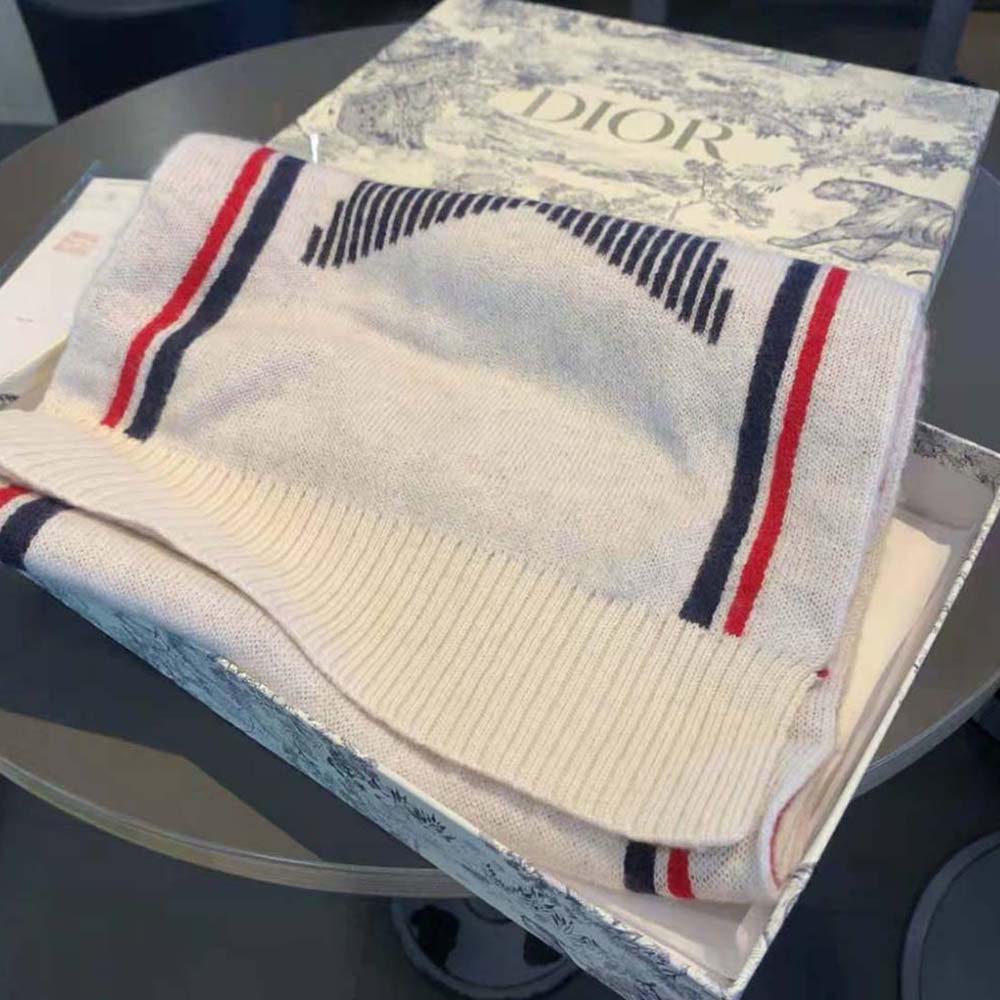 Dior Women Dioralps Scarf White Three-Tone Wool and Cashmere - image 5