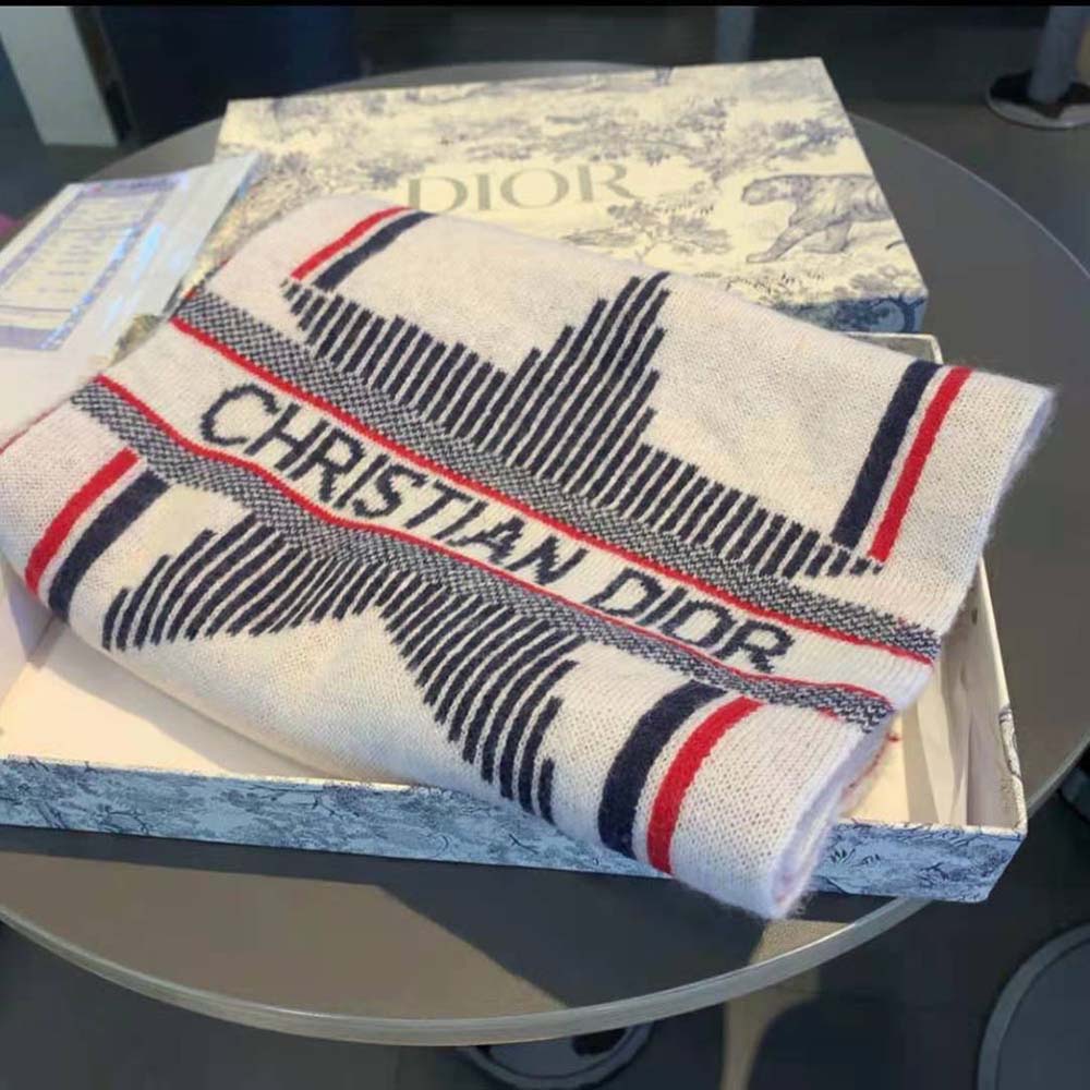 Dior Women Dioralps Scarf draped softly over a winter coat