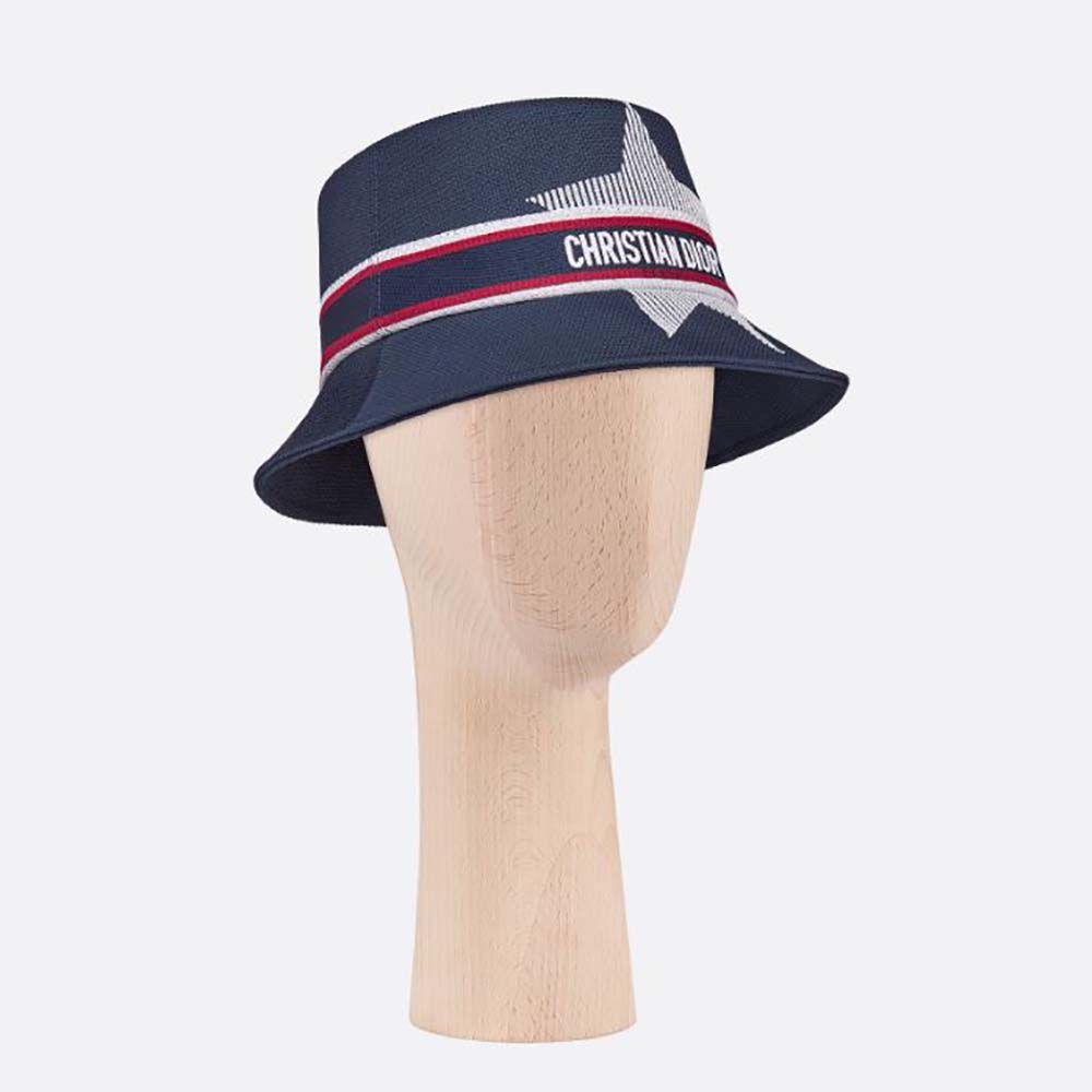 Front view of Dior Women Dioralps Small-brim Bucket Hat Blue Three-Tone